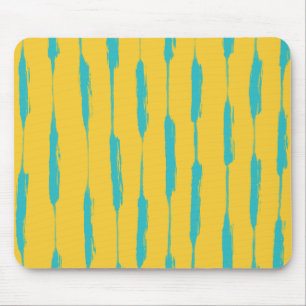 Inked Stripes Yellow and Turquoise Mouse Pad