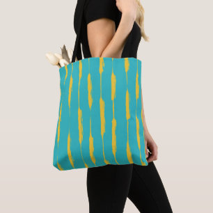 Inked Stripes Yellow and Turquoise Tote Bag