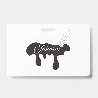 Inkora Creative Logo - Ink Drip and Quill ID Badge