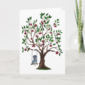 Inkspot the chicken on a swing birthday card