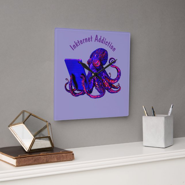 Inkternet Addiction Square Wall Clock (Office)