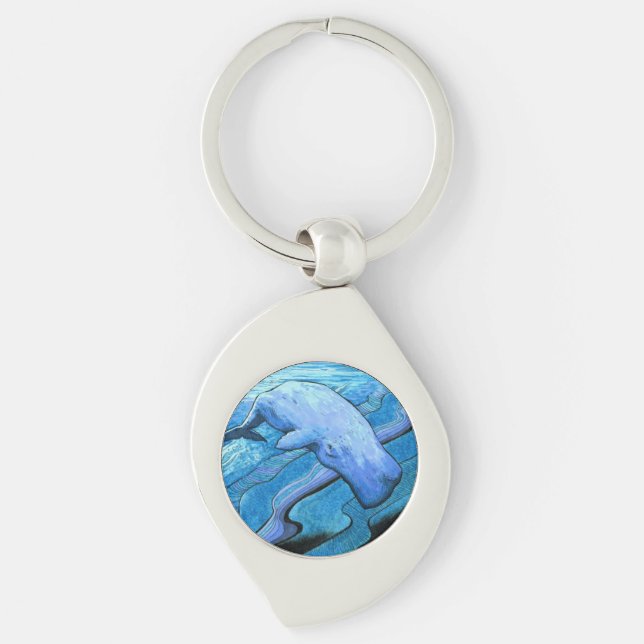 Inktober 2018 Day 12 - Whale Waving Key Ring (Front)