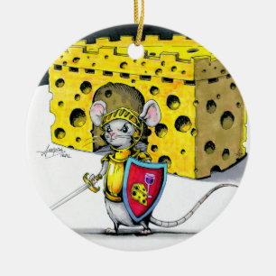 Inktober 2018 Day 13 - Guarding the Cheese Castle Ceramic Ornament