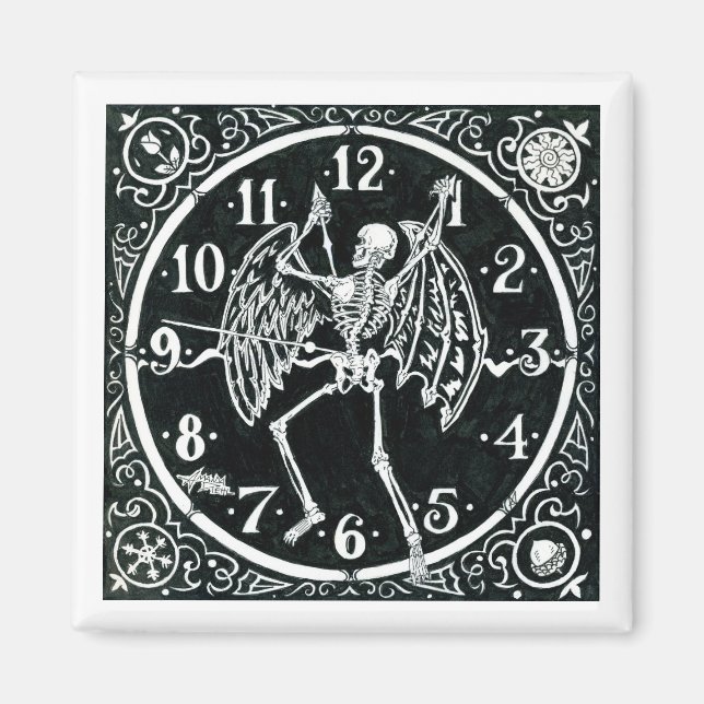 Inktober 2018 Day 14 - Mortal Clock Magnet (Front)