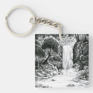 Inktober 2018 Day 21 - Waterfall in the Woods Key Ring