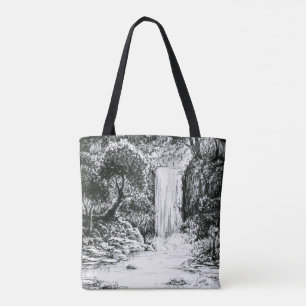 Inktober 2018 Day 21 - Waterfall in the Woods Tote Bag