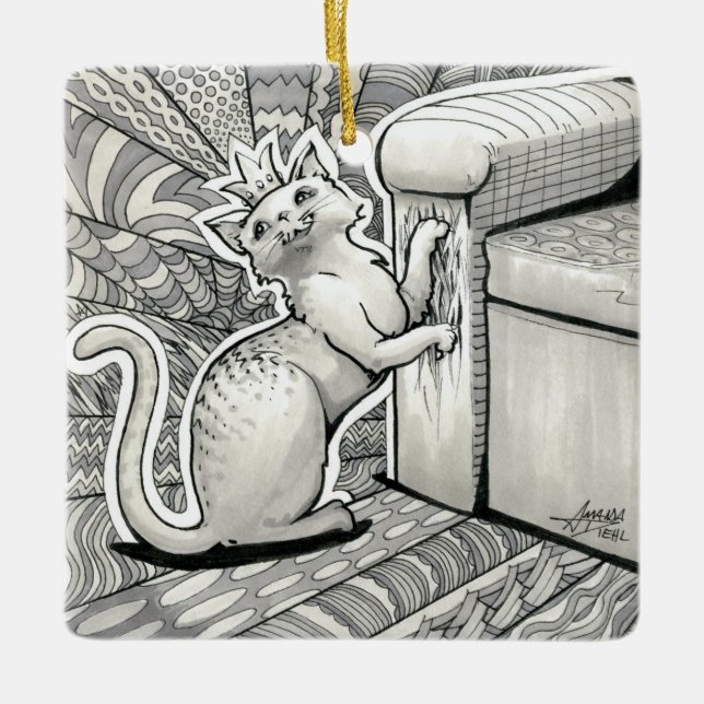 Inktober 2018 Day 22 - Princess Kitty Ceramic Ornament (Front)