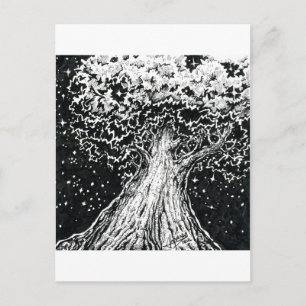 Inktober 2018 Day 8 - Starry Tree Postcard