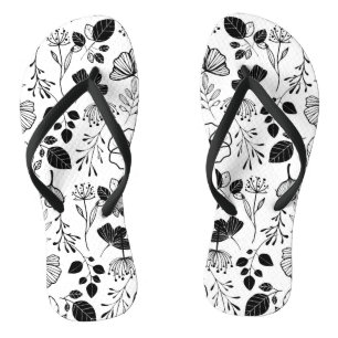 Inky black florals thongs