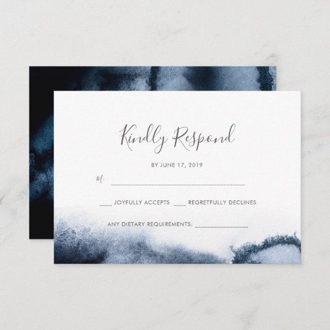 Inky black Watercolor RSVP cards (Front/Back)