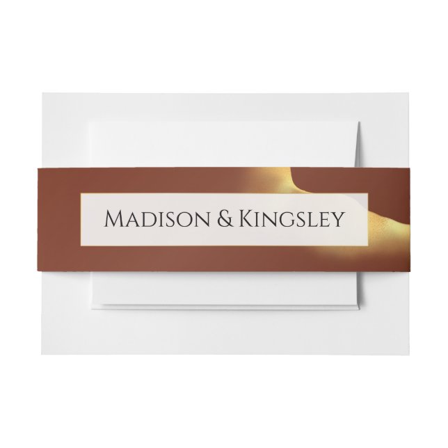 Inky Earthtone Red Abstract Amazing Fab Wedding Invitation Belly Band (Front Example)