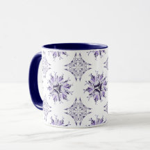 Inky Floral Coffee Mug | Lilac Purple and White