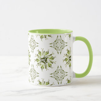Inky Floral Coffee Mug | Shades of Green and White