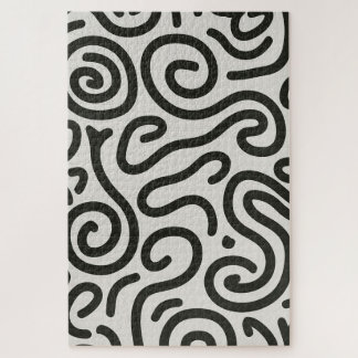 Inky Labyrinth | Modern Abstract Line Art Jigsaw P Puzzle