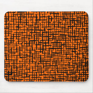 Inky Lines - Black on Orange Mouse Pad