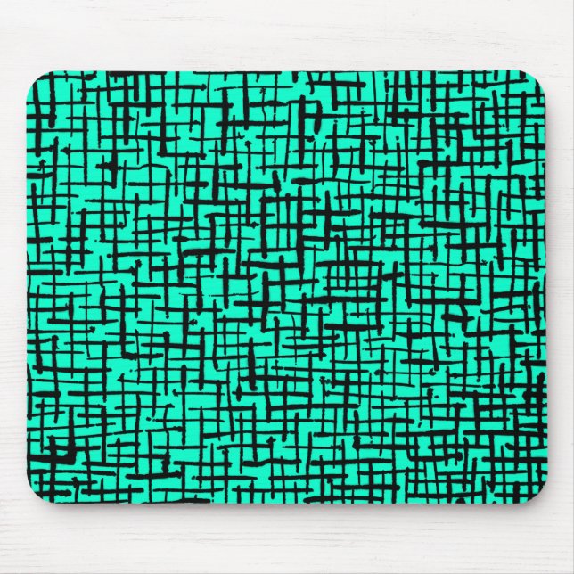 Inky Lines - Black on Turquoise Mouse Pad (Front)