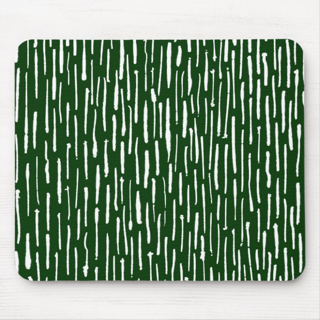 Inky Lines - White on Dark Green Mouse Pad (Front)