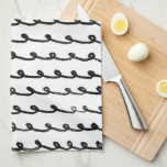 Inky Loops Chic Hand Drawn Lines Black & White Tea Towel<br><div class="desc">Decorate your kitchen with this cool towel with a handmade pattern. Makes a great housewarming,  birthday,  mothers day or wedding gift! 
You can customise it,  change background colours and add text too.
Check my shop for lots more colours and patterns or let me know if you'd like something custom.</div>
