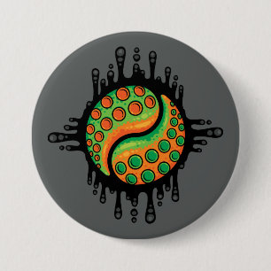 Inky Octopus Tentacle Yin Yang Symbol 7.5 Cm Round Badge