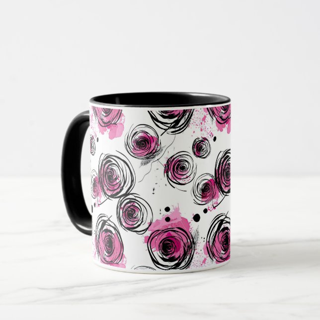 Inky Petals Seamless Patterns Mug (Front Left)