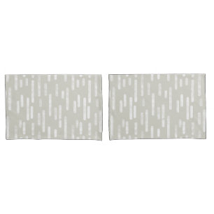 Inky Rounded Lines Pattern   Beige and White Pillowcase