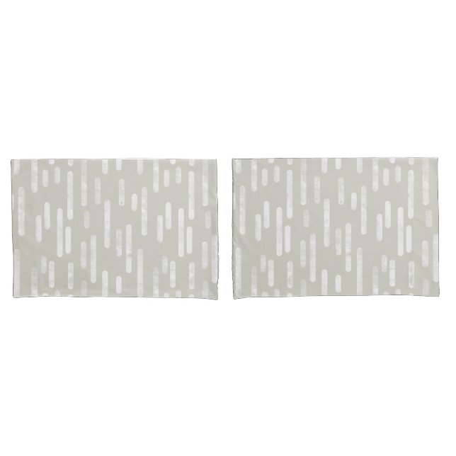 Inky Rounded Lines Pattern | Beige and White Pillowcase (Front-Set)