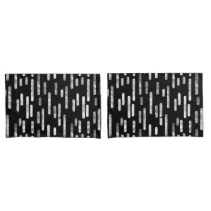 Inky Rounded Lines Pattern   Black and White Pillowcase