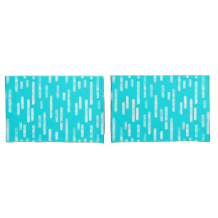 Inky Rounded Lines Pattern   Bright Blue/Turquoise Pillowcase