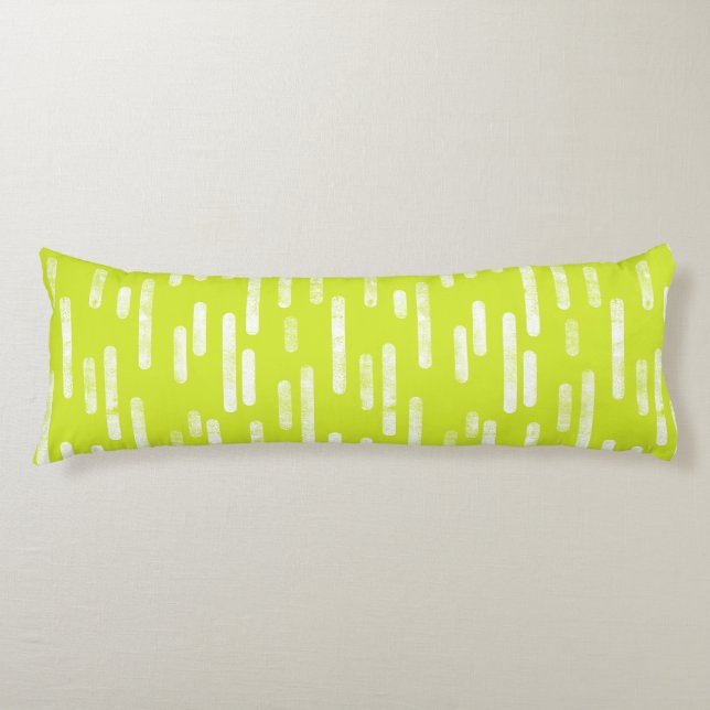 Inky Rounded Lines Pattern | Bright Lime Green Body Cushion (Front)