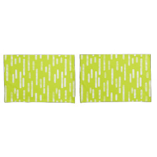 Inky Rounded Lines Pattern   Bright Lime Green Pillowcase