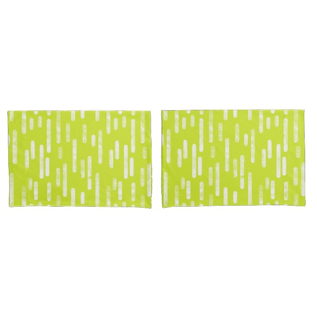 Inky Rounded Lines Pattern | Bright Lime Green Pillowcase (Front-Set)