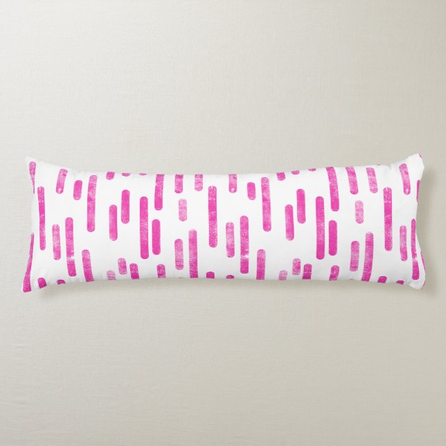 Inky Rounded Lines Pattern | Bright Pink on White Body Cushion (Front)