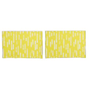 Inky Rounded Lines Pattern   Bright Yellow + White Pillowcase