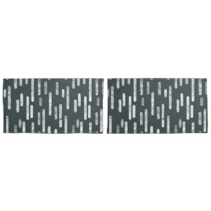 Inky Rounded Lines Pattern   Dark Grey-Green/White Pillowcase