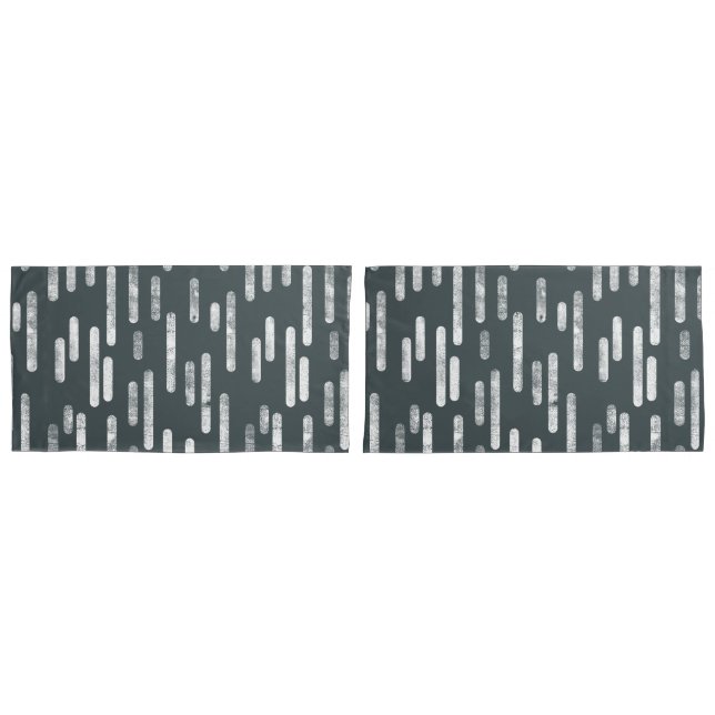 Inky Rounded Lines Pattern | Dark Grey-Green/White Pillowcase (Front-Set)