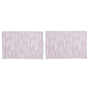 Inky Rounded Lines Pattern   Dusty Pink and White Pillowcase