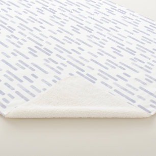 Inky Rounded Lines Pattern Dusty Purple on White Sherpa Blanket