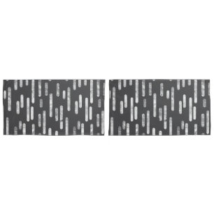 Inky Rounded Lines Pattern   Graphite and White Pillowcase