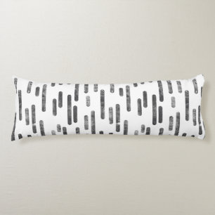 Inky Rounded Lines Pattern   Graphite on White Body Cushion