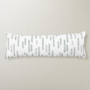Inky Rounded Lines Pattern   Grey Green on White Body Cushion