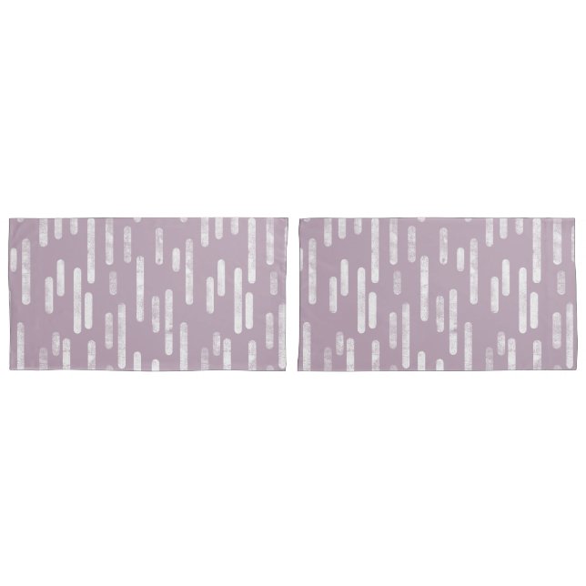 Inky Rounded Lines Pattern | Mauve and White Pillowcase (Front-Set)