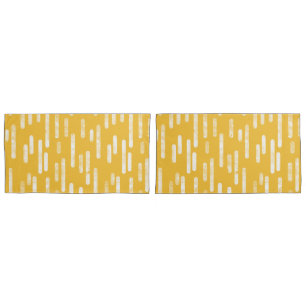 Inky Rounded Lines Pattern   Mustard Yellow/White Pillowcase