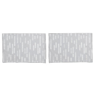 Inky Rounded Lines Pattern   Pale Grey and White Pillowcase