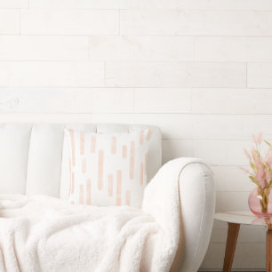 Inky Rounded Lines Pattern   Pale Peach on White Cushion