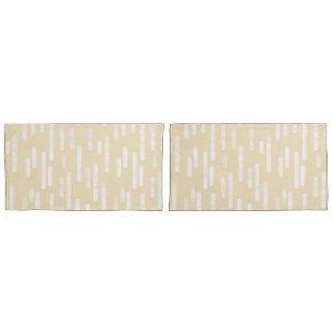 Inky Rounded Lines Pattern   Pale Yellow and White Pillowcase