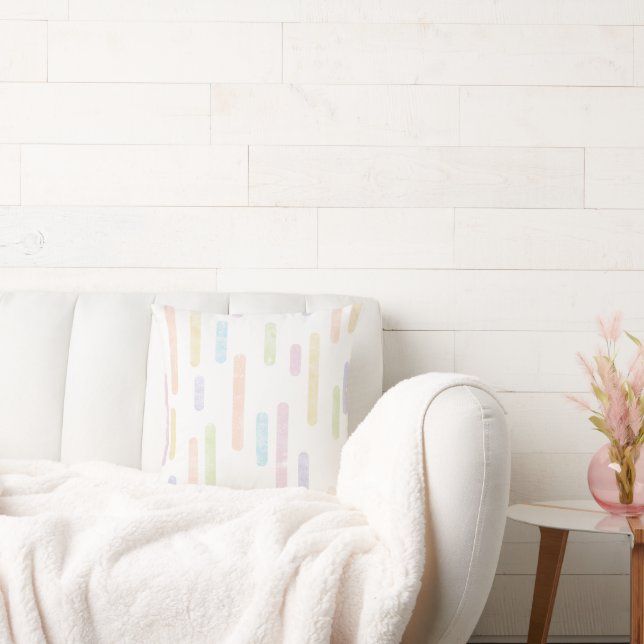 Inky Rounded Lines Pattern | Pastel Rainbow Colour Cushion (Couch)
