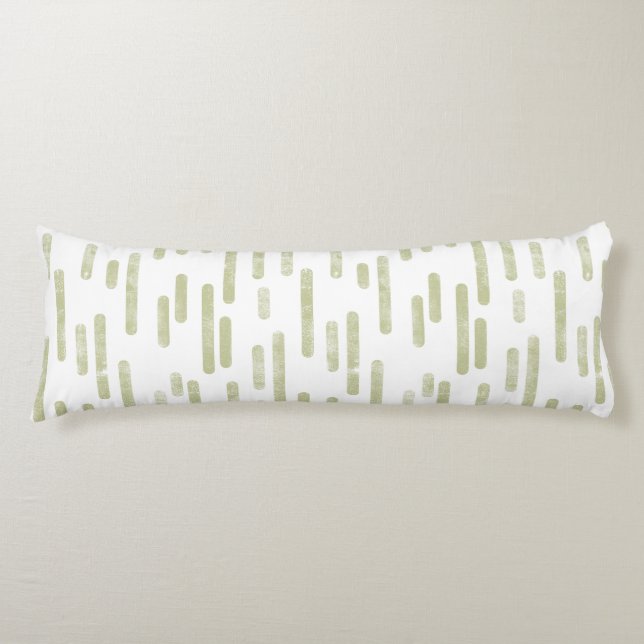 Inky Rounded Lines Pattern | Pistachio Green/White Body Cushion (Front)