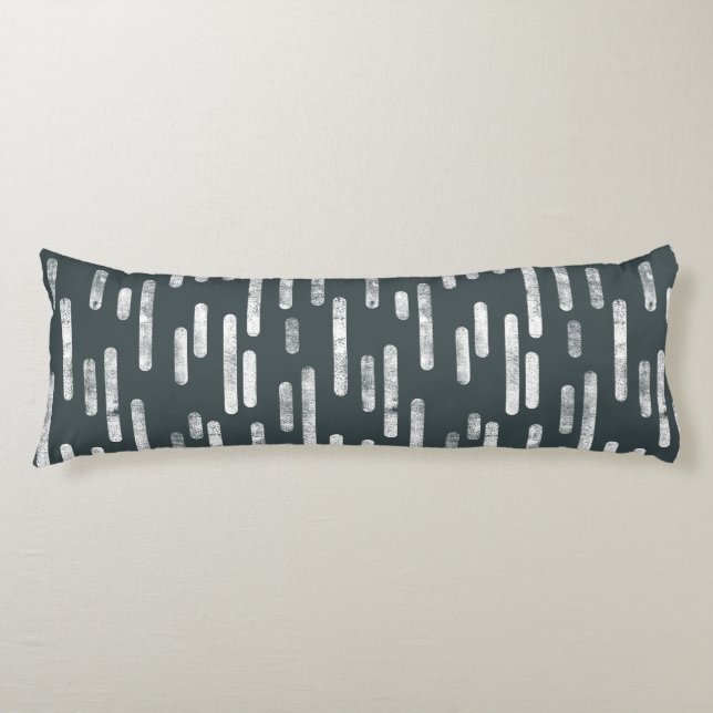 Inky Rounded Lines Pattern | White/Dark Grey Green Body Cushion (Front)