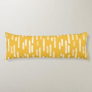 Inky Rounded Lines Pattern White/Mustard Yellow Body Cushion