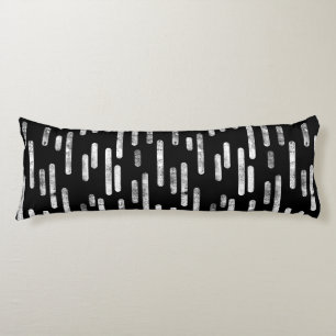 Inky Rounded Lines Pattern   White on Black Body Cushion